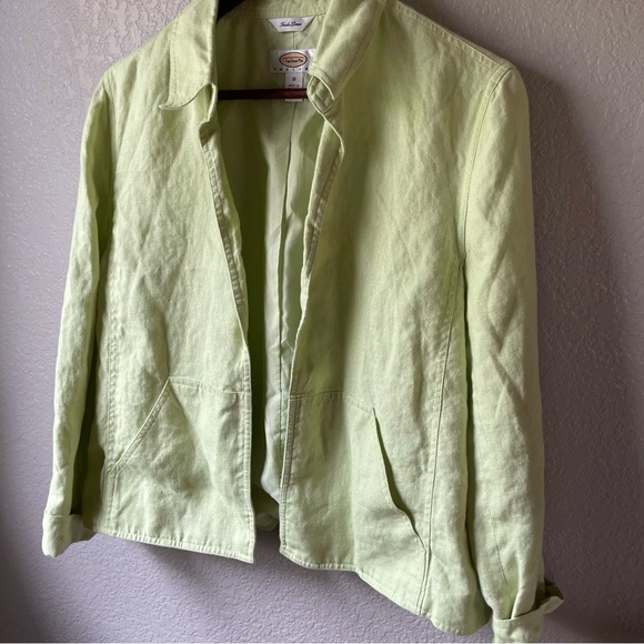Talbots Petites Vintage Irish Linen Open Blazer Jacket 16P Minimal Office Career - Picture 4 of 8
